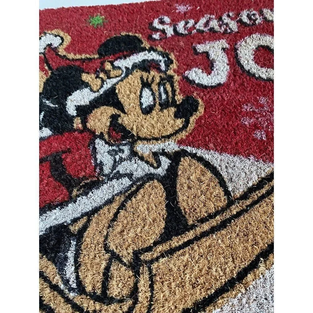 Disney Minnie Mouse And Berlioz On Sleigh Christmas‎ Season Coir Door Mat 18x28”